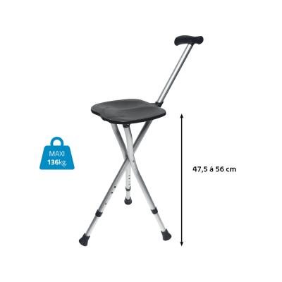 Identités Opvouwbare driepikkel wandelstok met zit - 136kg