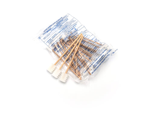 Mondzorgstaafjes, getande schuimtip -zakje van 20st