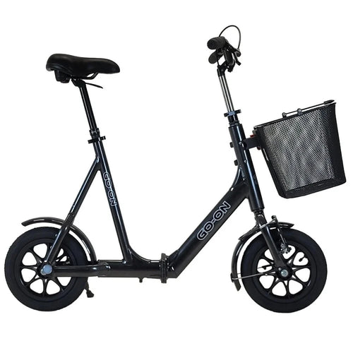Go-On Opvouwbare loopfiets voor volwassenen - luxe model - ZWART (met mand, magneet en verstelbare zadelpen)