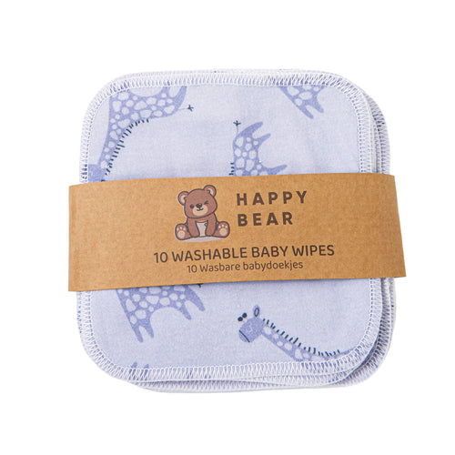 HabbyBear Babydoekjes - set 10stuks / Bleu Giraffe