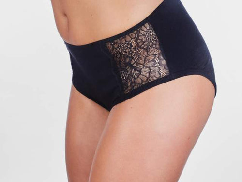 Entusia Absorberende Damesslip - Hoge Taille ZWART - met geïntegreerde pad - tot 90ml