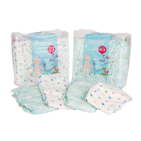 Tiniloo - Ecologische wegwerpluiers - Maat 4 - 7 à 18kg - Sterretjes