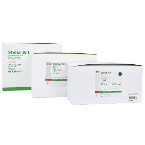 Lohmann & Rauscher Stella Gaaskompressen 8 Lagig - 7,5cm x 7,5cm - Steriel