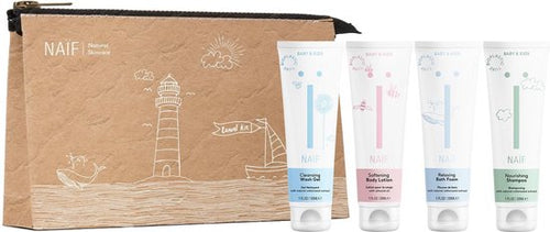 NAÏF  Baby&Kids Natuurlijke Reisset - 120ml verzorgingsproducten in een leuk reisetui